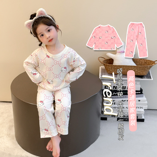 女童HelloKitty卡通家居服套装纯棉长袖睡衣春秋保暖
