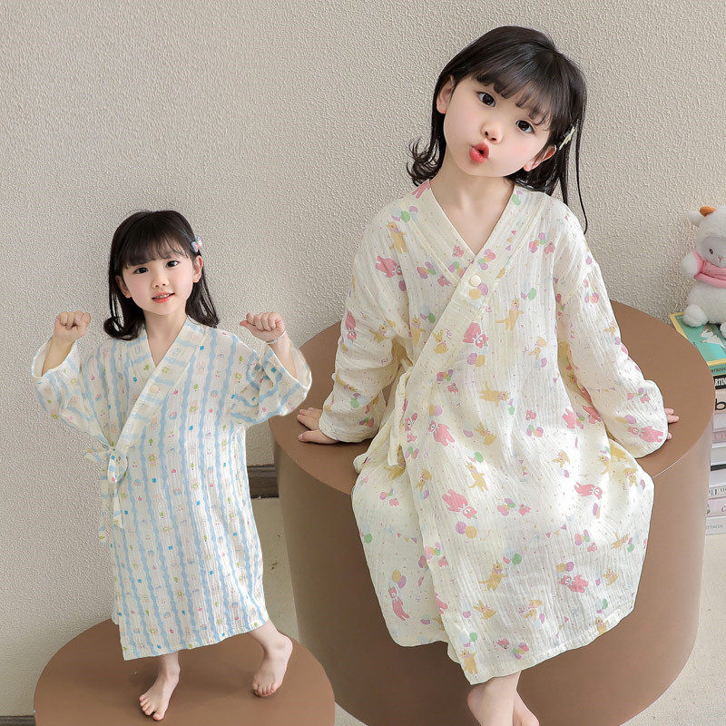 女童睡袍春秋季2026新款长袖可爱卡通系带浴袍儿童家居服