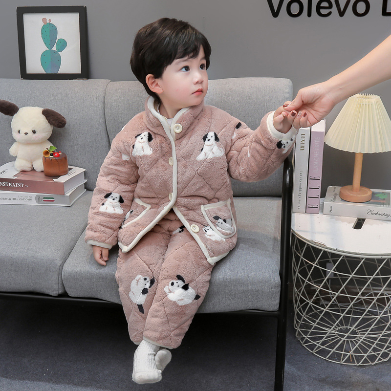 2024年冬季男童三层家居服套装
