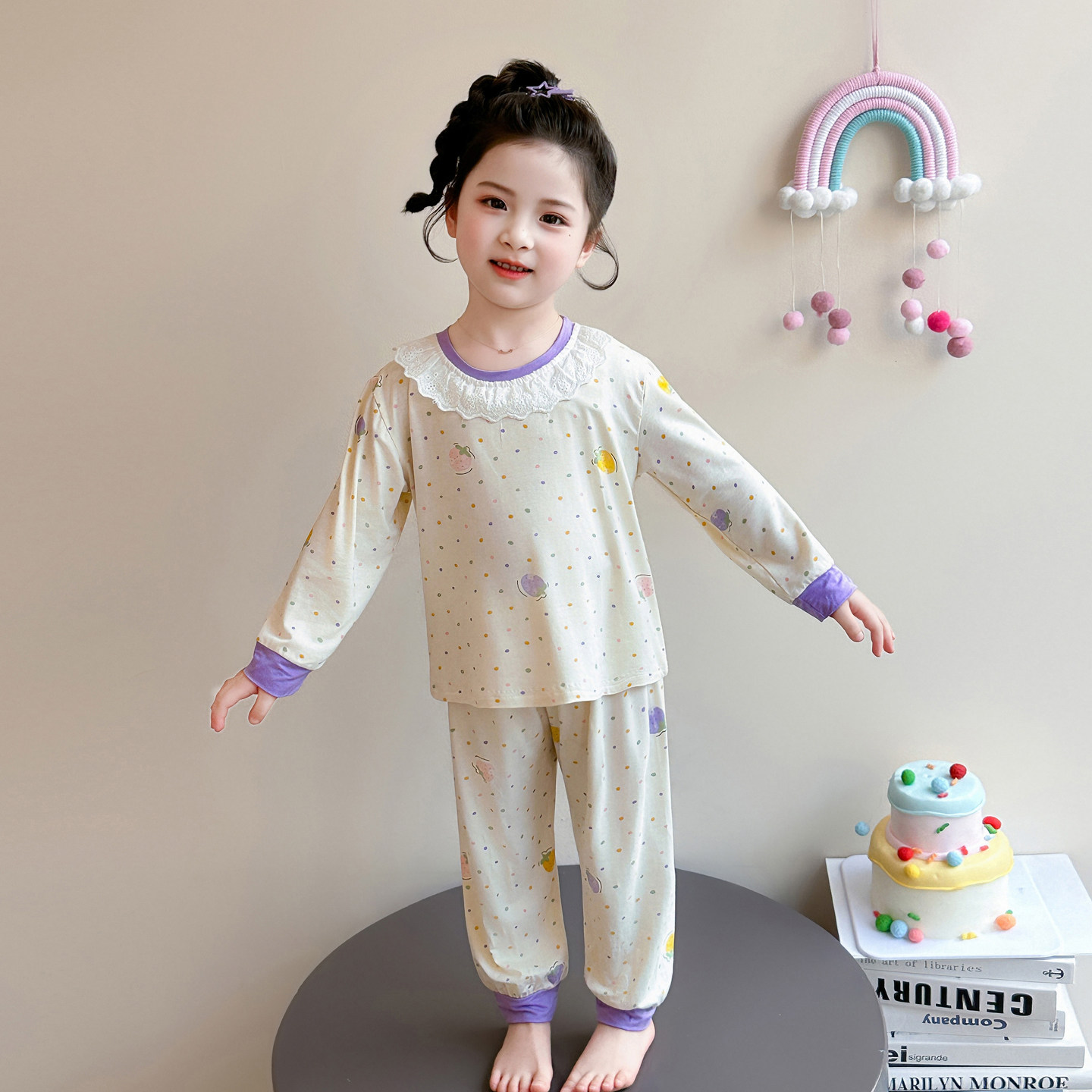 女童莫代尔春秋卡通睡衣套装