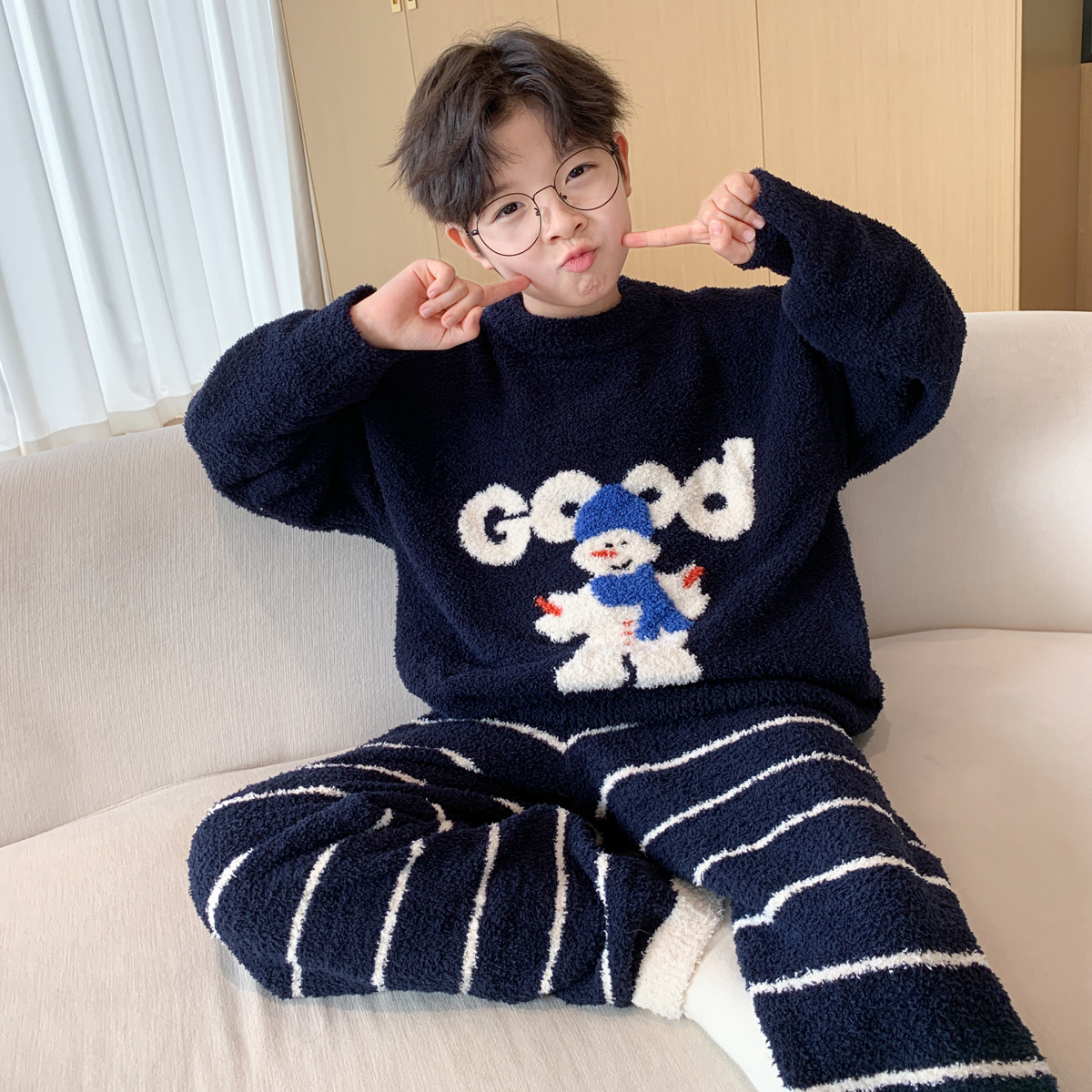 2025年冬季新款男童家居服套装