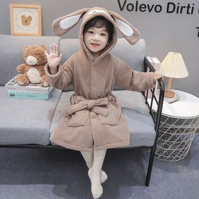 新款儿童睡袍秋冬珊瑚绒加厚男童