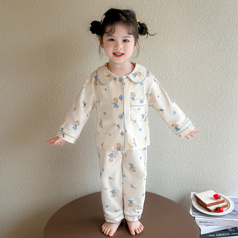女童春秋卡通睡衣套装长袖娃娃领开衫宝宝可爱家居服两件套,童装/婴儿装/亲子装,家居服套装,淘宝优惠券,粉丝福利购,淘宝优惠卷