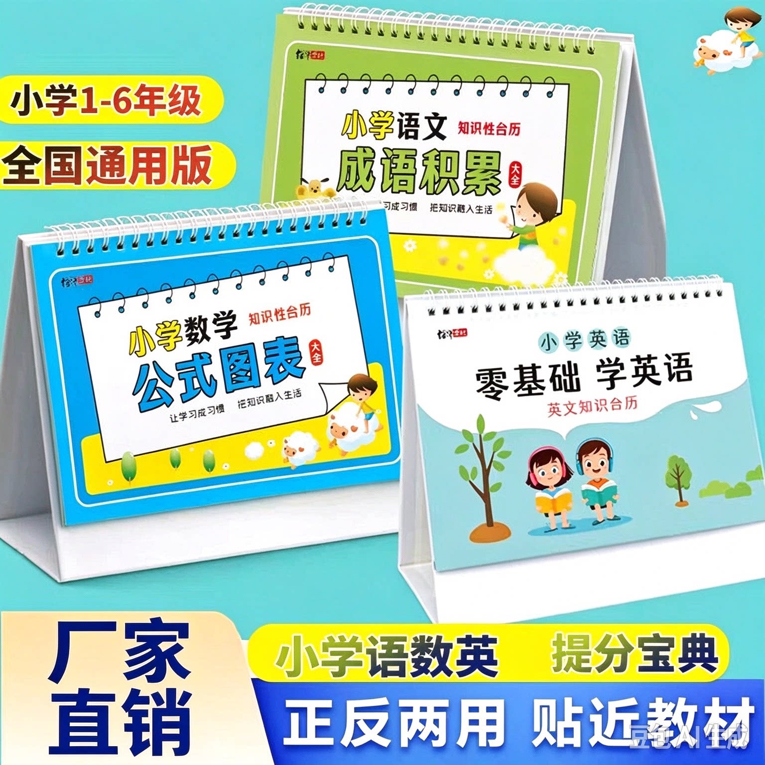 下单立减50】语文数学知识台历2026九九乘除法小学公式英语知识本