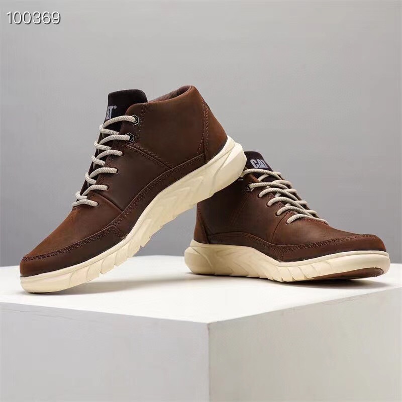 CAT卡特男鞋秋冬中帮户外耐磨真皮大黄靴保暖轻便英伦休闲工装靴