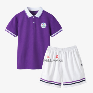 贺州八步区城东小学校服2024夏季运动服男女儿童紫色短袖现货