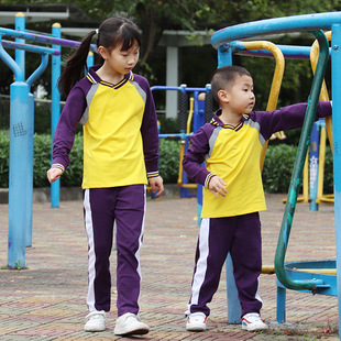 珠海市斗门区小学生春秋装校服男生女生统一班服纯棉园服长袖长裤