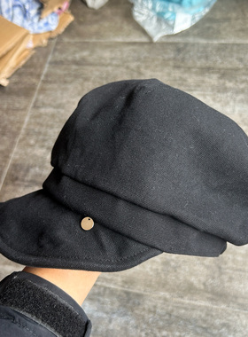 不褪换 出口日单春秋季女黑色复古文艺风报童帽鸭舌帽画家贝雷帽