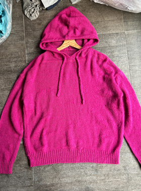 不褪换 千元级法国牌春秋女士羊毛马海毛混纺连帽套头针织衫毛衣