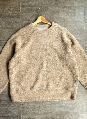 不褪换 瑞典@rket秋冬季女圆领纯色羊毛混纺仿羊羔毛卫衣外套大码