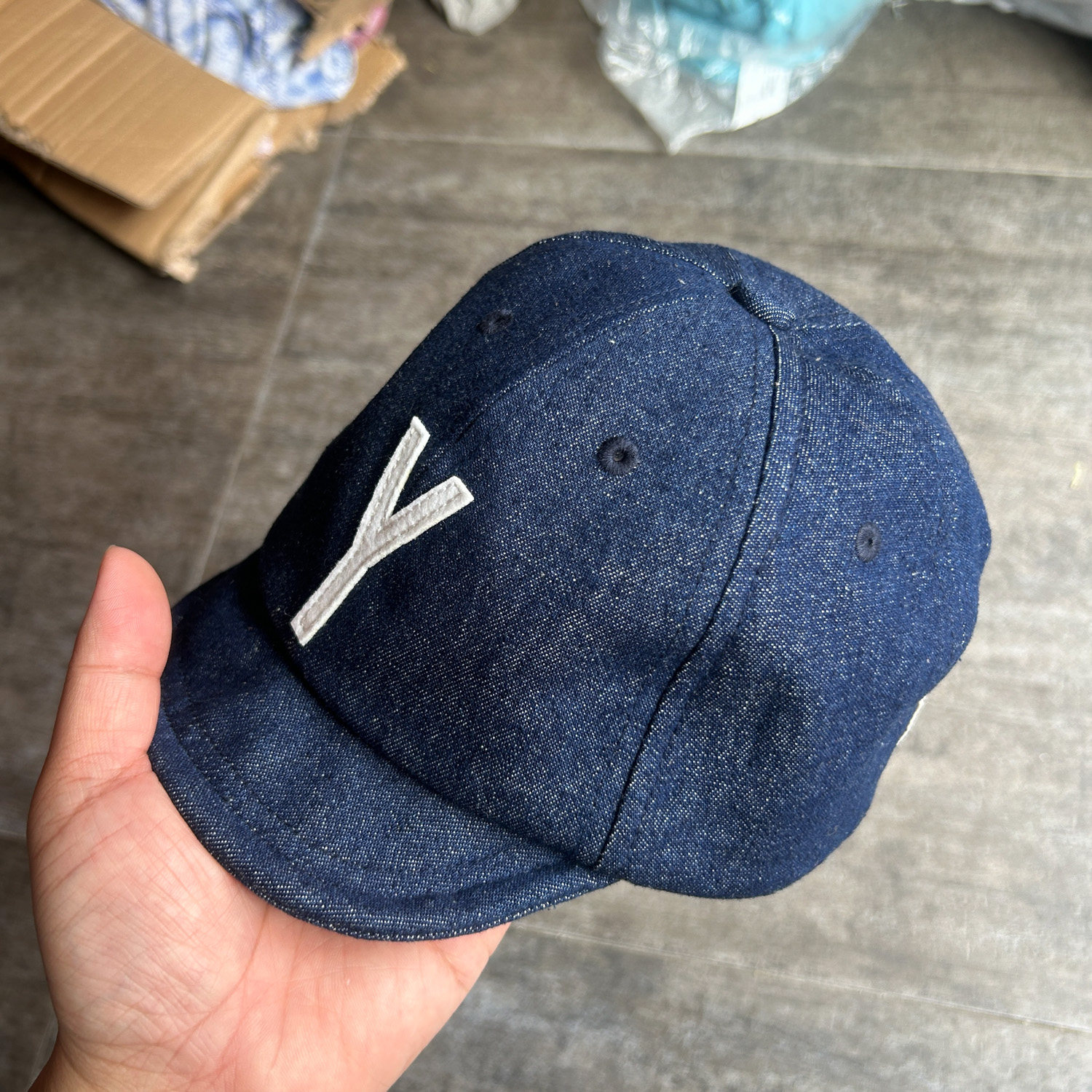 不褪换 好牌子春秋季中小童Ylogo软顶牛仔布棒球帽