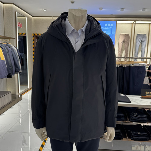 雅戈尔鹅绒连帽中长羽绒服435748
