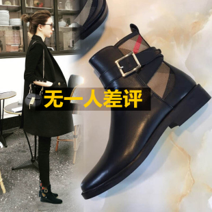 切尔西2025年新款 英伦风小短靴女 马丁靴秋冬加绒软皮平底百搭法式