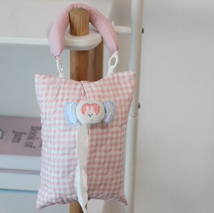 自制粉系少女心可爱纸巾套收纳袋可悬挂车载卧室婴儿车纸巾抽