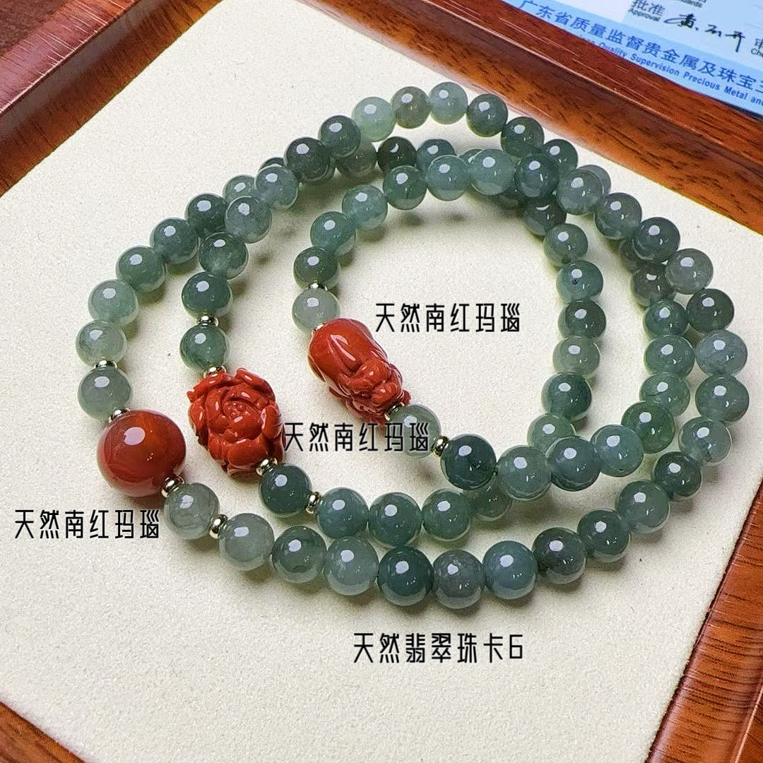 天然南红玛瑙翡翠珠手链女款多圈手串饰品礼物送女友闺蜜生日礼物