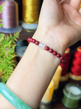 朱砂白玉高含量手链手串情侣款日常幸运上岸男女生日常文玩珠串