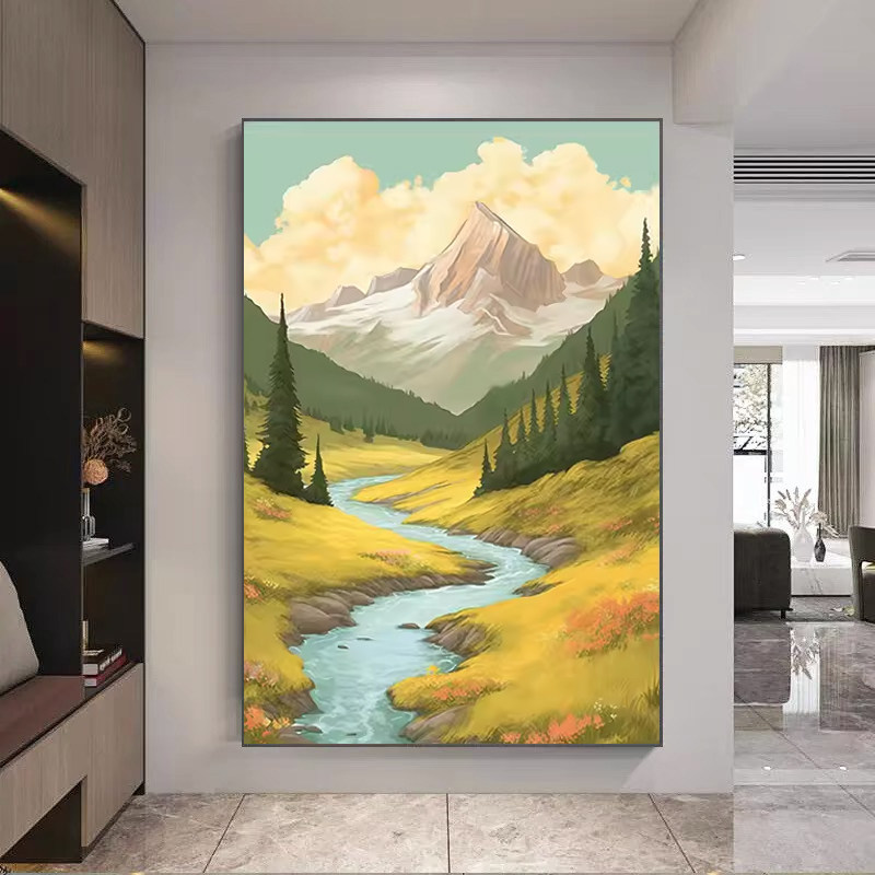 5d钻石画日照金山客厅竖版钻石画满钻十字绣2026新款餐厅现代简约