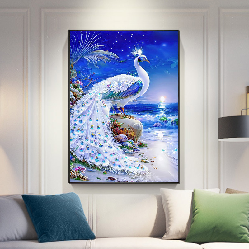 2026新款富贵孔雀5d钻石画点钻十字绣满钻吉祥动物玄关砖石画小幅,居家布艺,钻石绣,淘宝优惠券,粉丝福利购,淘宝优惠卷