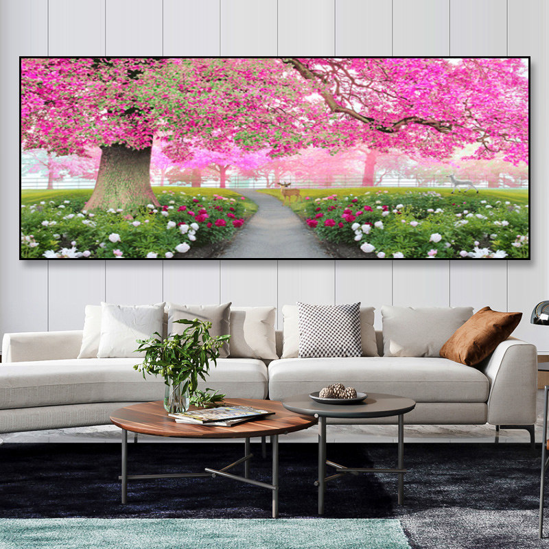 2026新款5D钻石画满钻现代简约客厅田园风景樱花花卉钻石贴十字绣