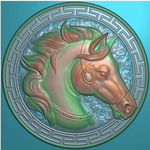 5493马头玉雕浮雕图北京精雕图JDP灰度图BMP挂件素材浮雕图