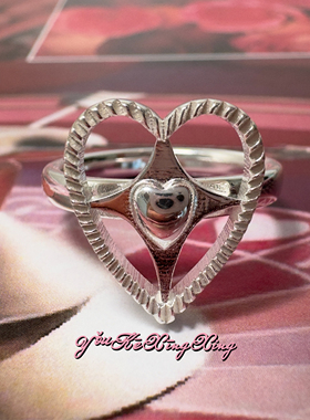 有颗星星女S925甜酷爱心星星戒指