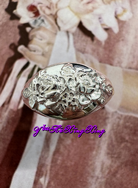 有颗星星女S925银华丽牡丹戒指