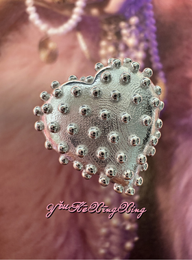 有颗星星女S925银复古大爱心戒指