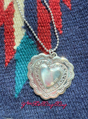 有颗星星女S925爱心盾牌项链吊坠