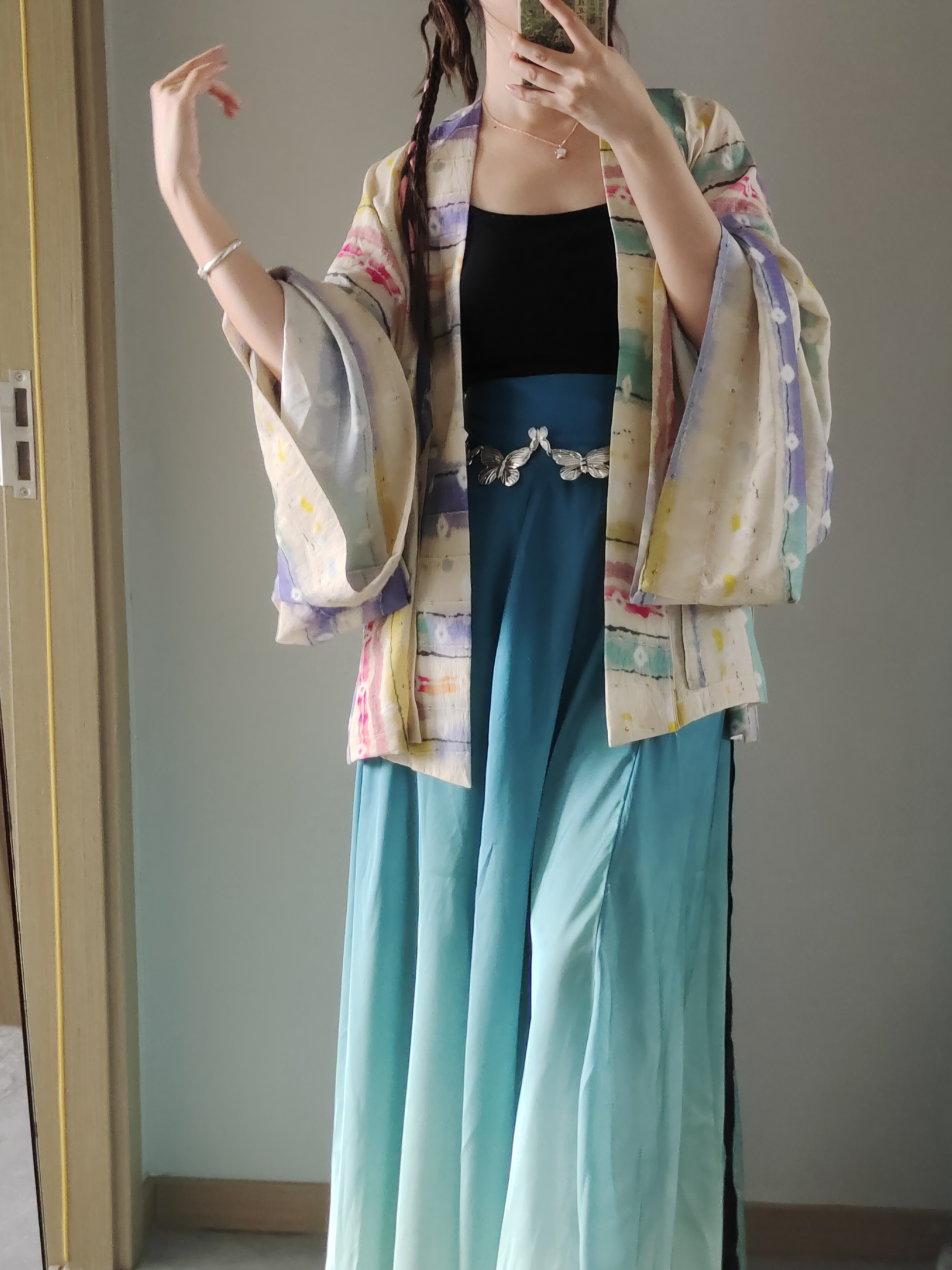 禅山记汉服魏晋褶衣花花条纹日常款