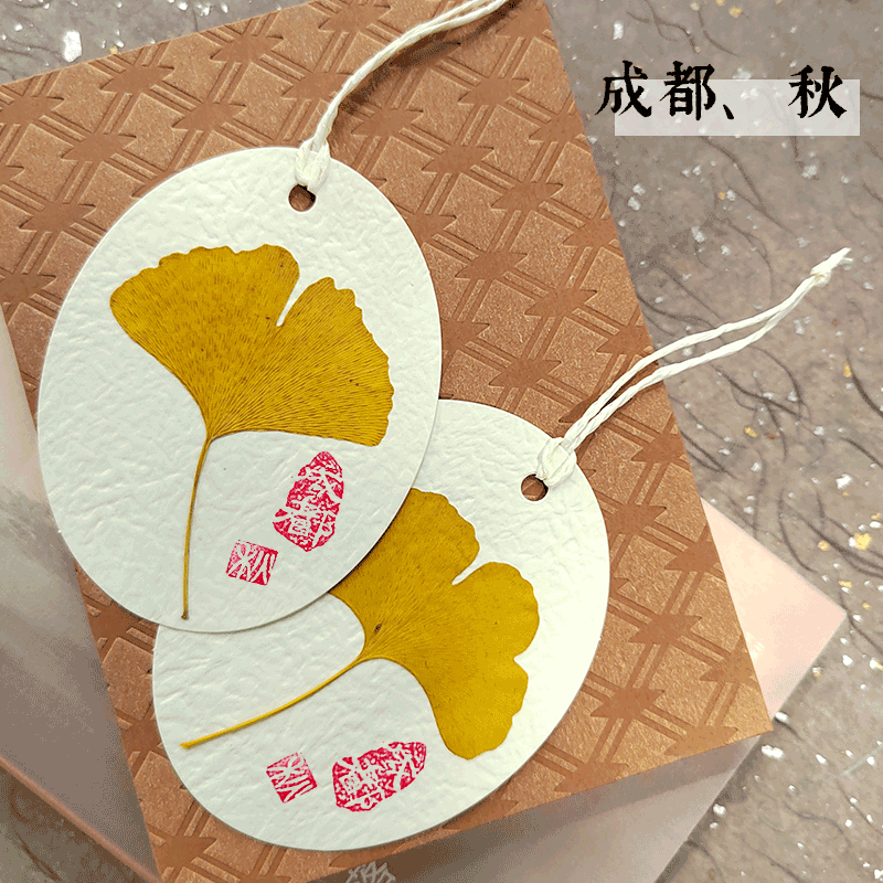 银杏叶书签diy手工真树叶子空白卡片送男女朋友生日植物标本干花