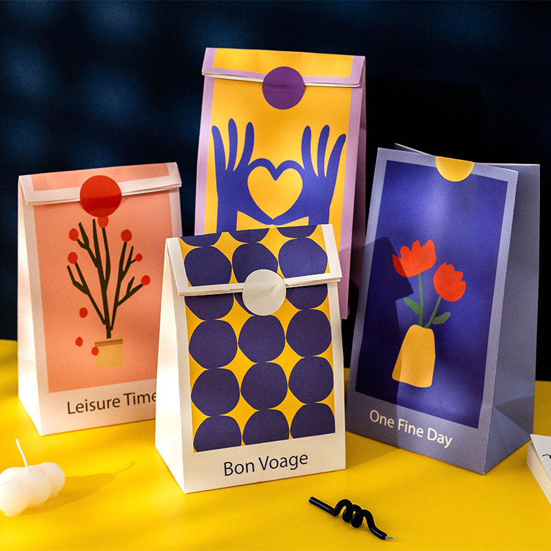 创意礼品袋白牛皮纸贺卡小礼物包装烘焙饼干喜糖果教师节生日新年