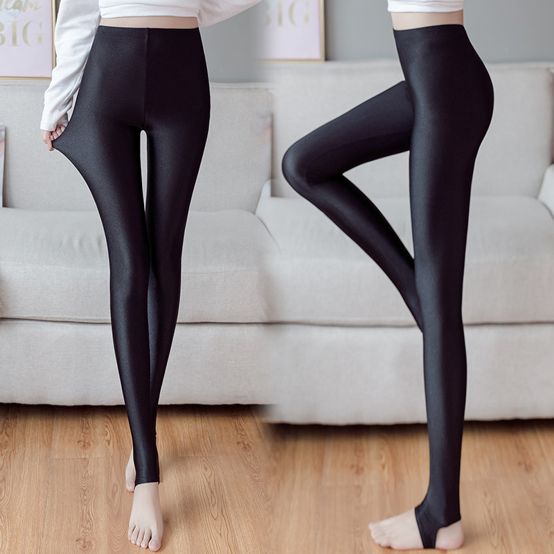 GLOSSY PANTS WOMENS VELVET LEGGINGS AUTUMN AND WINTER HIGH WAIST PLUS SIZE FAT MM WEAR SLIM FOOT PEDALS SMALL FOOT ELASTIC BODYBUILDING PANTS