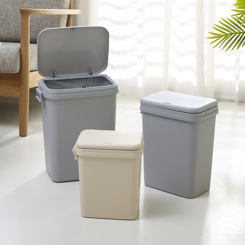 日式弹盖家用厨房卧室收纳桶卫生间夹缝按压式大号浴室防水垃圾桶