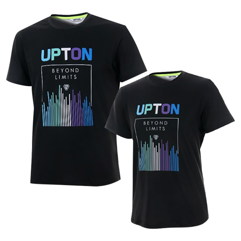 2024新品韩国UPTON羽毛球服男女情侣款运动短袖速干透气T恤黑色