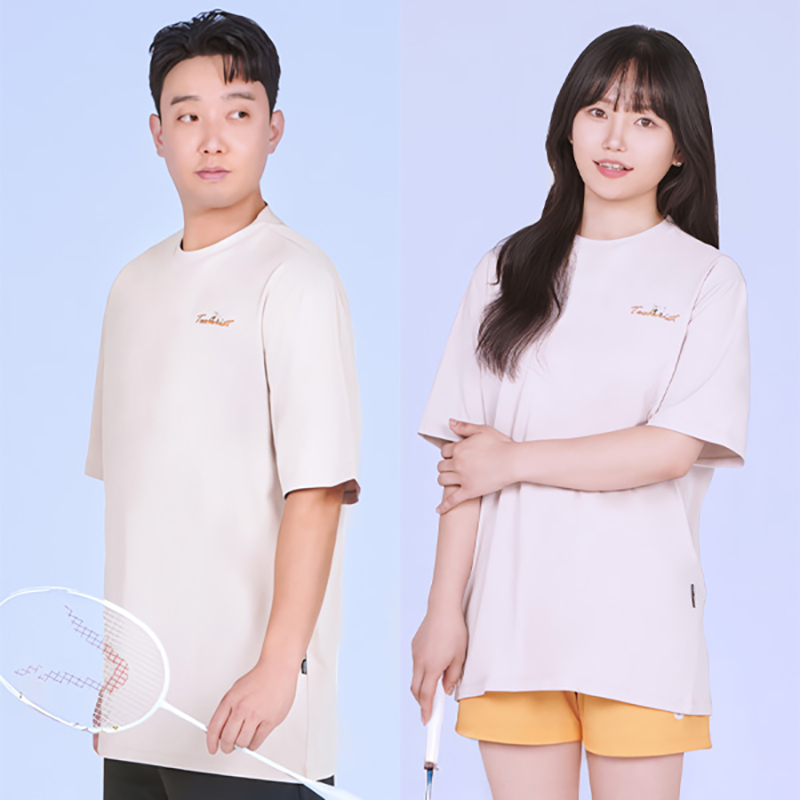 Technist韩国2023新品羽毛球服男女同款运动短袖速干吸汗T恤浅褐