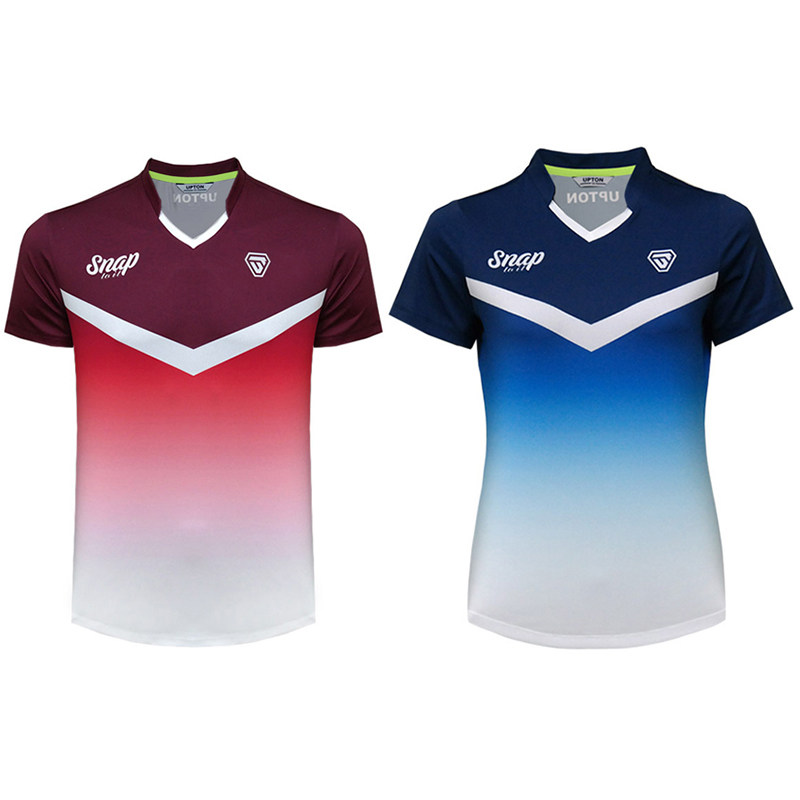 韩国UPTON新品羽毛球服男女情侣款运动短袖速干吸汗T恤渐变两色入