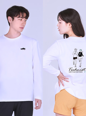 Technist韩国2023新品羽毛球服男女同款长袖运动上衣防风速干白色