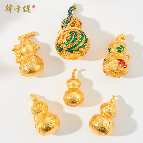 古法沙金实心大葫芦吊坠挂件项链坠子diy毛衣链配饰包包挂件配件 - 封面