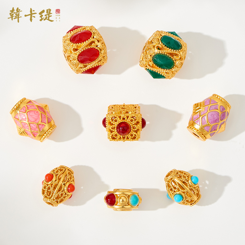 古法沙金镂空隔珠DIY手链配珠