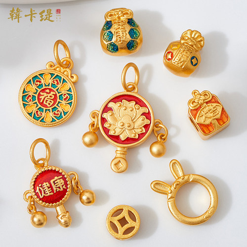 韩卡缇古法沙金久不掉色吊坠隔珠
