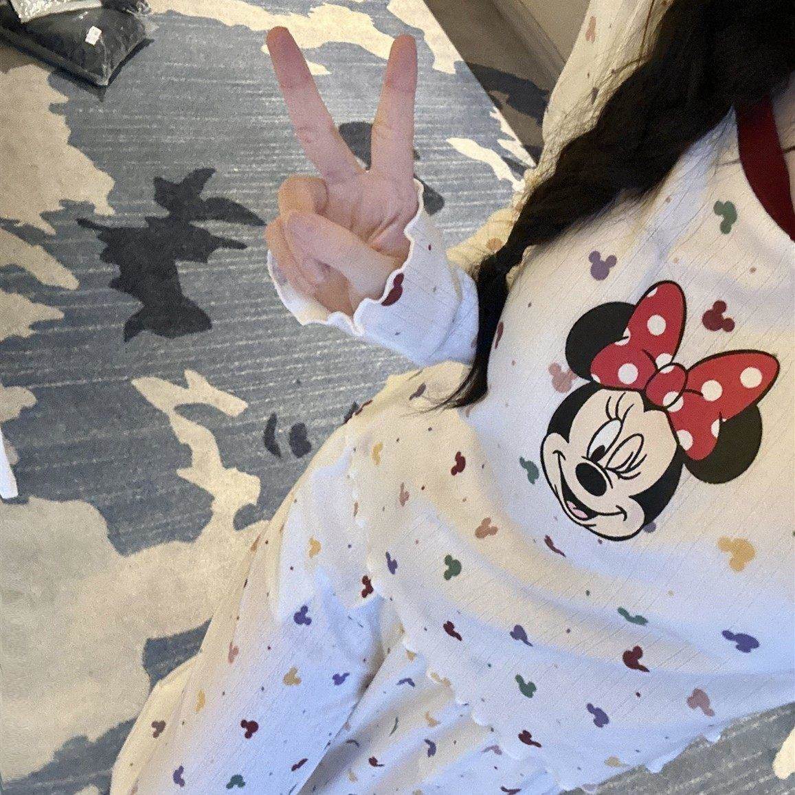 日本正版2025秋季新款长袖提花棉家居服卡通米奇睡衣少女清新休闲
