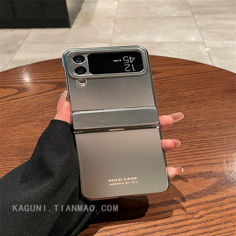 小众高级银冷淡风哑光一体铰链适用于三星zflip4手机壳5新款折叠屏W23Flip韩国网红翻盖超薄zflip3防摔保护套