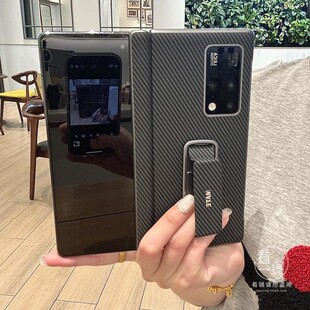 旋转腕带内置支架适用华为matex2手机壳新款 折叠屏保护套铰链中轴防摔碳纤维纹超薄高档创意外壳 matex2典藏版