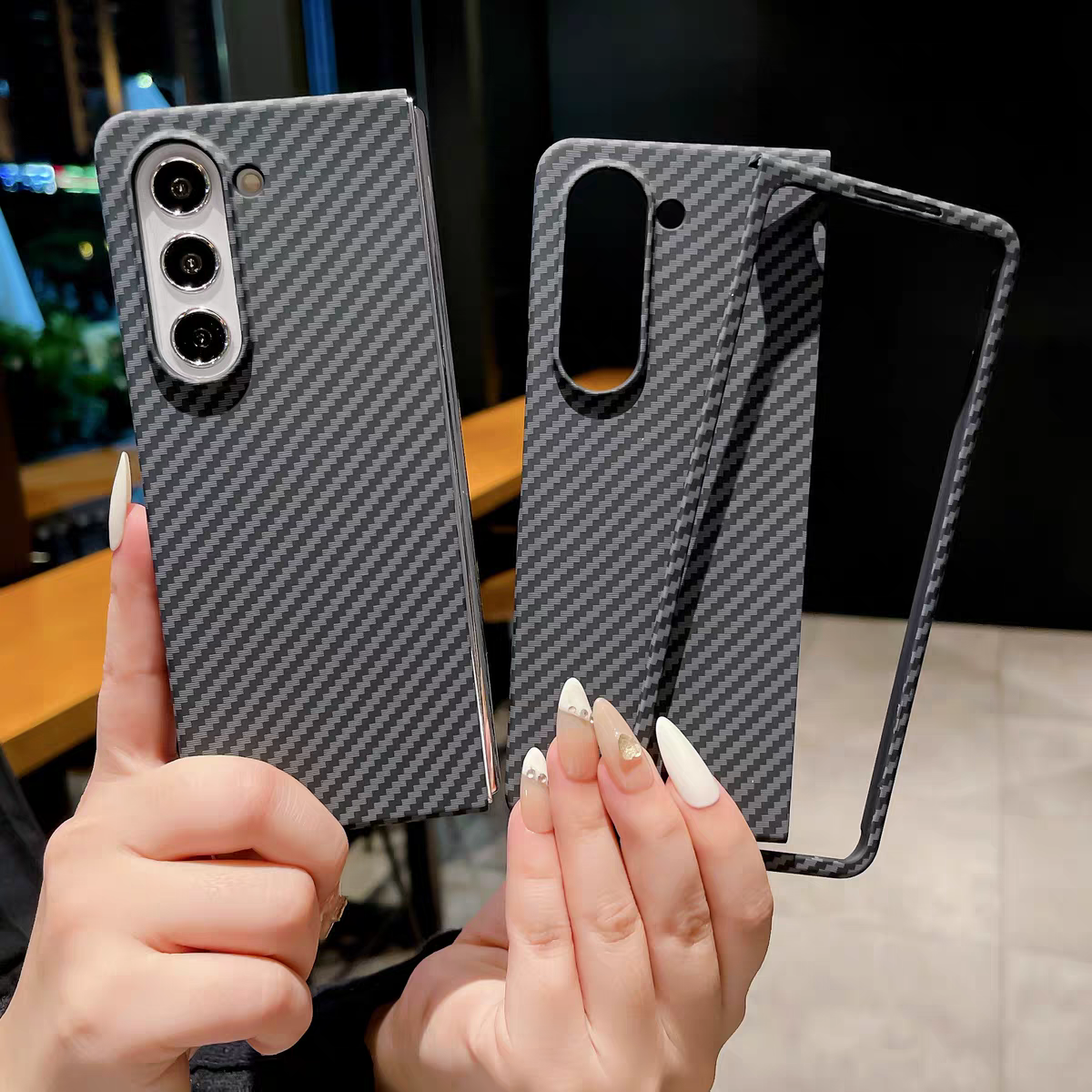 适用三星zfold5手机壳折叠屏zflod4/6碳纤维纹理fold3全包防摔flod2凯夫拉纹超薄w23小众高级w22硬壳简约个性