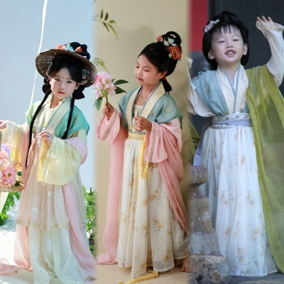 玺儿制作童装 宋制  荷叶领中衣上襦 无袖背心 合围 8破裙 青芜仙