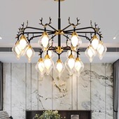 新款 客厅餐厅卧室灯饰 纯黄铜北欧吊灯 创意个性 全铜鹿角头灯具