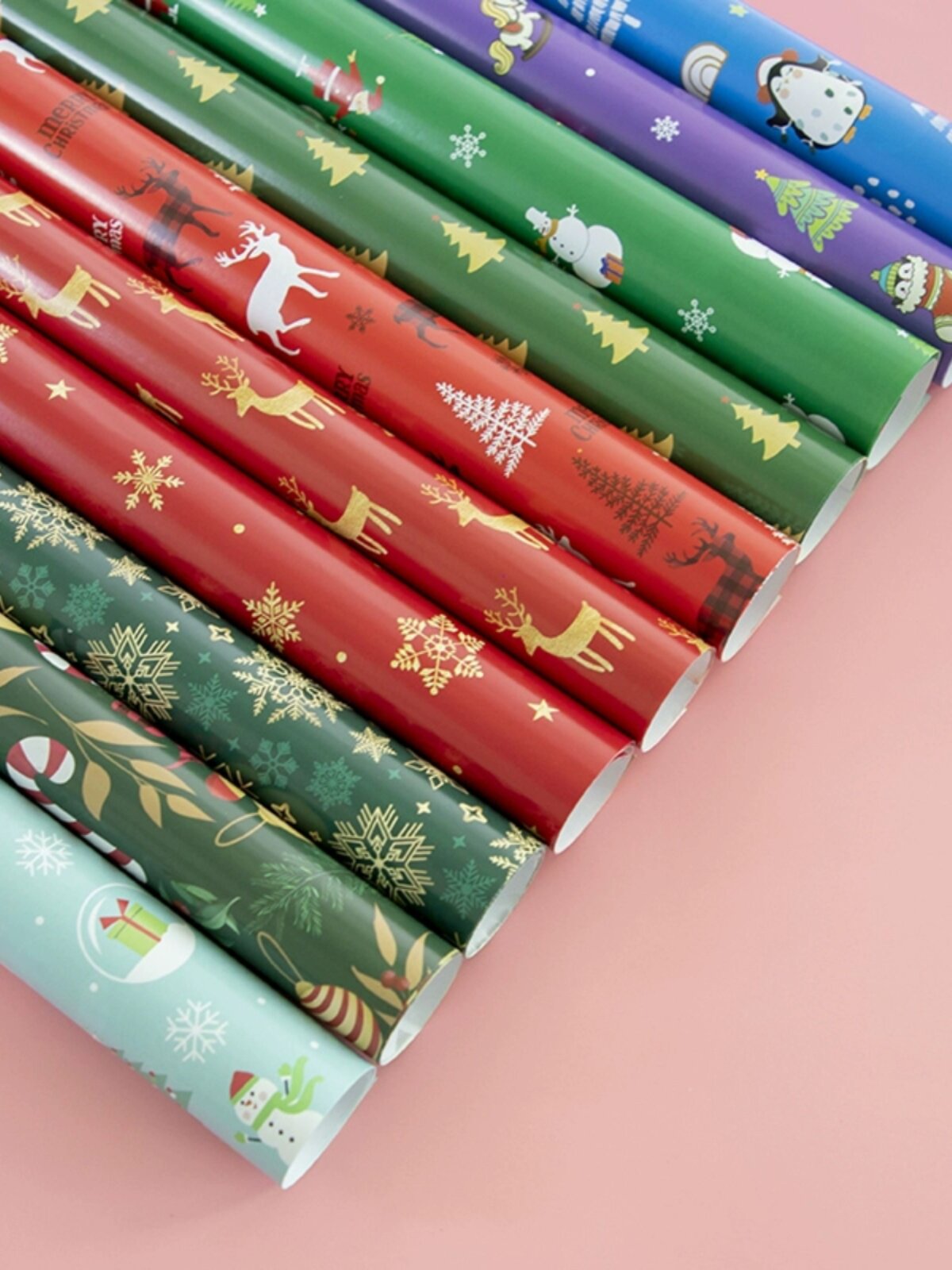 크리스마스 포장지 선물 선물 종이 휴일 빨간색과 녹색 장식 선물 상자 꽃다발 포장 재료 컬러 종이 패키지