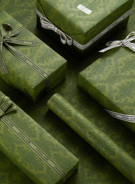 高档礼物包装纸大尺寸礼品纸复古绿色情人节创意生日礼盒手工纸