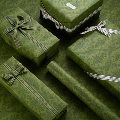 高档礼物包装纸大尺寸复古绿色