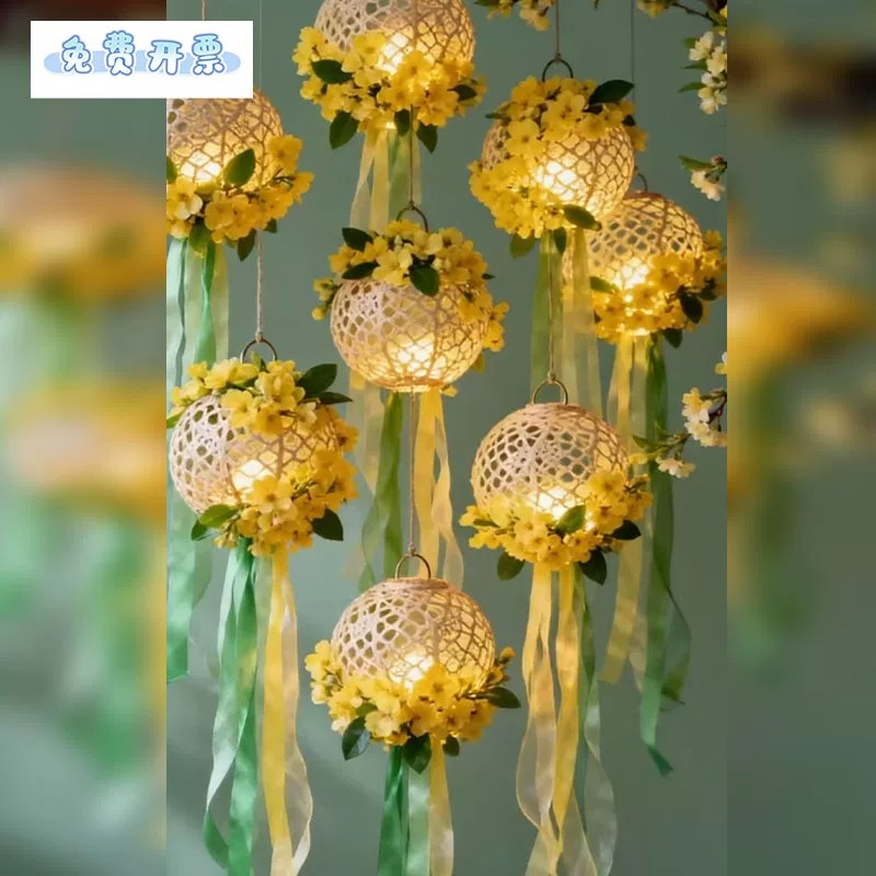 中秋节礼物手工diy竹编绣球花灯